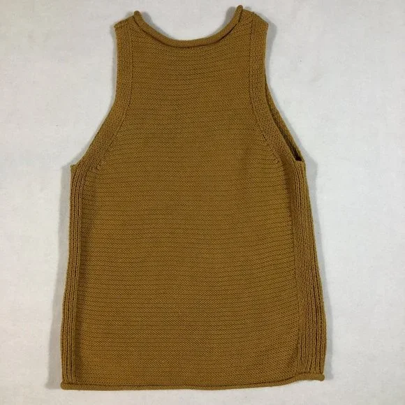 Madewell Womens XXS Chunky Knit Sweater Tank Top Ribbed Fall Gold Mustard - Picture 4 of 10